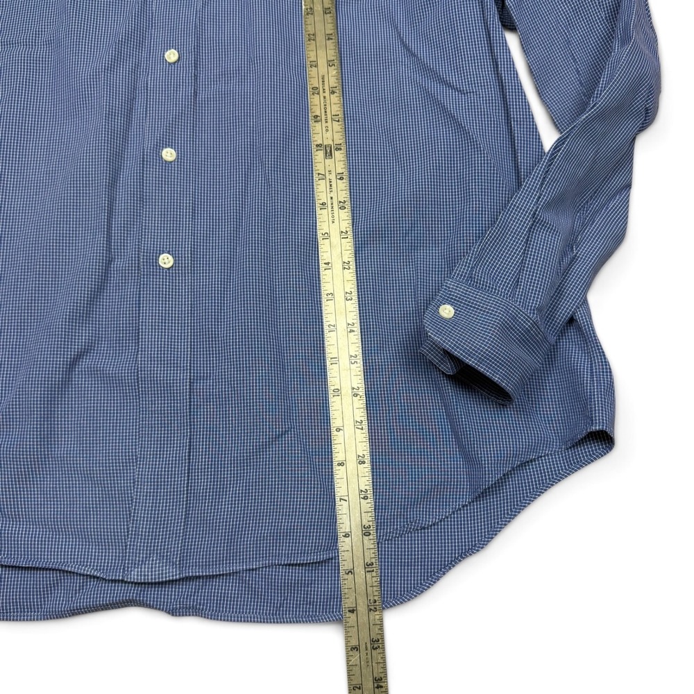 Ralph Lauren Blake Mens XL Blue Micro Check Cotton Button Down Shirt Long Sleeve - Picture 5 of 6